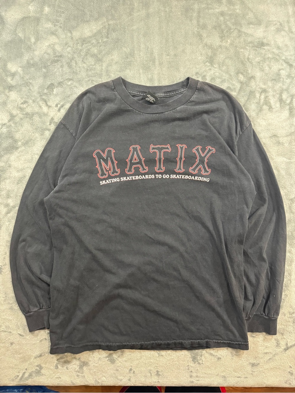 Matix Black Long-Sleeve Tee with Red Outline Logo
